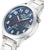 Herrenarmbanduhr mit blauem Zifferblatt, analogen Zeigern und Digitalanzeige
