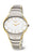 Montre pour femme avec bracelet en titane argenté et lunette dorée, cadran blanc