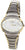 Montre pour femme avec cadran blanc, accents dorés et bracelet en métal gris
