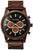 Holzkern Herrenarmbanduhr mit braunem Holzarmband, schwarzem Chronographenzifferblatt