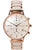 Holzkern Damenuhr-Chronograph in Roségold mit weißem Zifferblatt und Edelstahlarmband