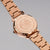 Armbanduhr-Backcase aus Metall mit Gravur, roségoldenes Armbandglied