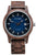 Holzkern Herrenuhr mit blauem Zifferblatt und braunem Holzarmband, Automatik, runde Lünette