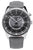 Holzkern GMT-Herrenuhr: graues Lederband, schwarzes Zifferblatt, silbernes Gehäuse