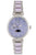 Holzkern Damenarmbanduhr mit violettem Metallband und blauem Zifferblatt mit Mondphasen