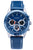 Herrenuhr mit blauem Zifferblatt, Chronographen-Zählern und Tachymeter-Lünette, Lederband