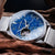 Automatik-Armbanduhr mit blauem Lapislazuli-Zifferblatt, silbernen Zeigern und Meshband