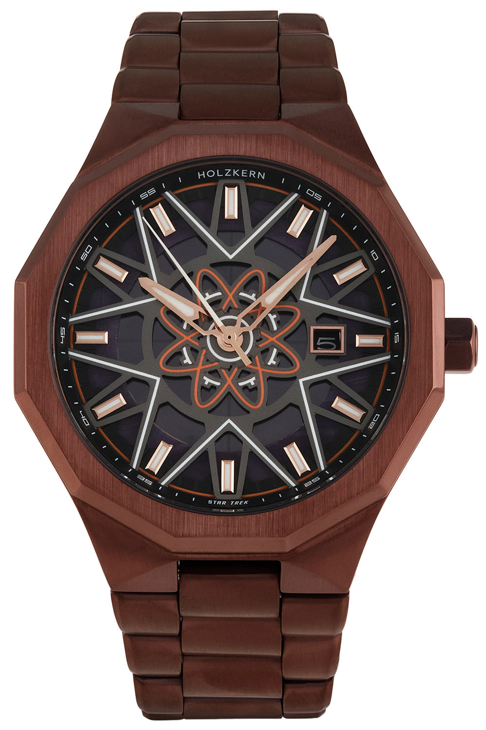 Holzkern Herrenuhr mit braunem Holzband und schwarzem Sternen-Dial