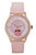 Holzkern Damenarmbanduhr: rosa Lederband, rosafarbenes Zifferblatt mit Mondmotiv