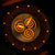 Holzkern Armbanduhr mit Ahornzifferblatt und orange leuchtenden Spiralen, orangefarbenes Band