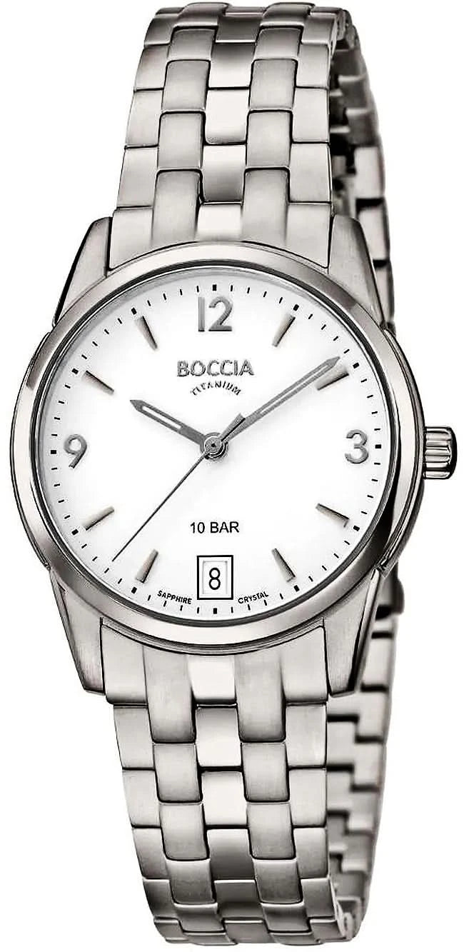 Montre pour femme avec bracelet rond en acier inoxydable argenté et cadran blanc avec index