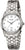 Montre pour femme avec bracelet rond en acier inoxydable argenté et cadran blanc avec index