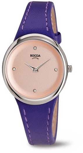 Montre pour femme avec bracelet en cuir violet, boîtier rond argenté et cadran rose