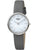 Montre Boccia pour femme avec bracelet en cuir gris et cadran rond blanc, boîtier argenté