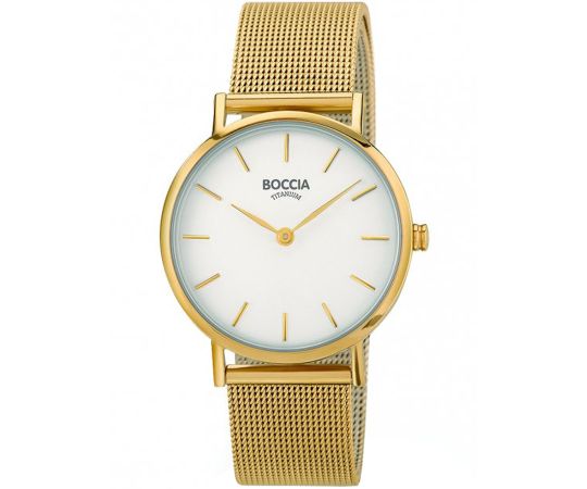 Montre pour femme avec bracelet articulé en métal doré et cadran blanc