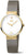 Montre pour femme avec bracelet en métal argenté, boîtier doré et cadran blanc