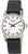 Montre Boccia pour femme avec bracelet en cuir noir, cadran blanc, aiguilles rouges, affichage de la date