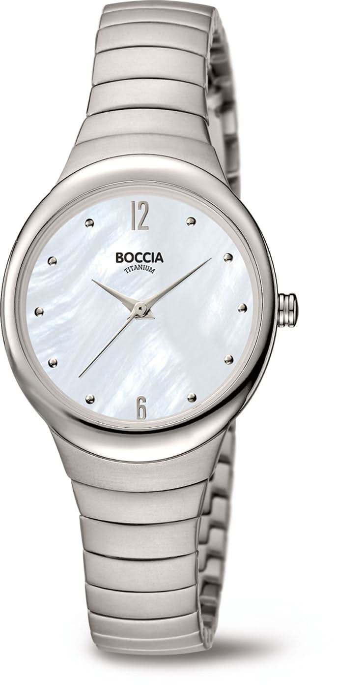 Montre Boccia pour femme avec bracelet en métal argenté et cadran rond blanc