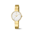 Boccia Damenuhr mit rundem weißem Zifferblatt, goldenen Zeigern und goldfarbenem Armband