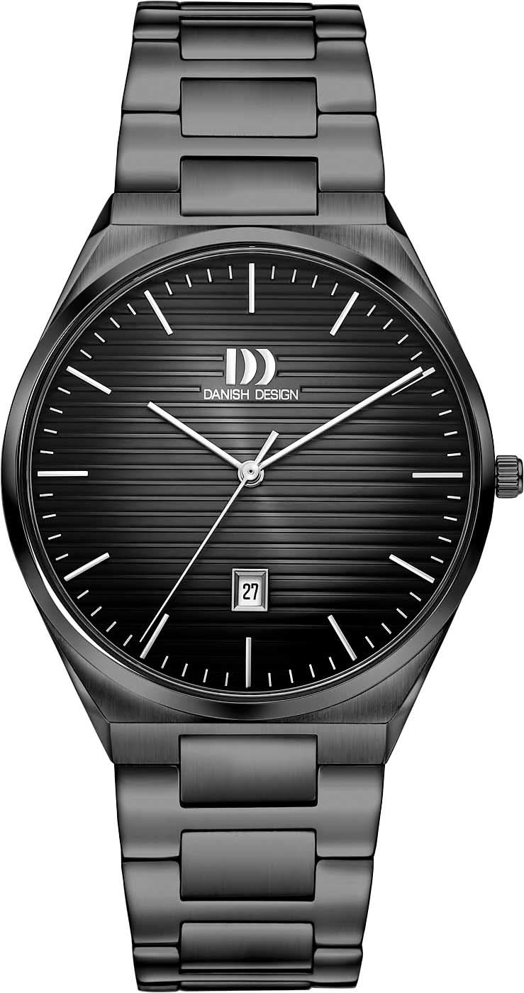 Bracelet de montre pour homme en acier inoxydable, cadran sombre avec index et guichet date