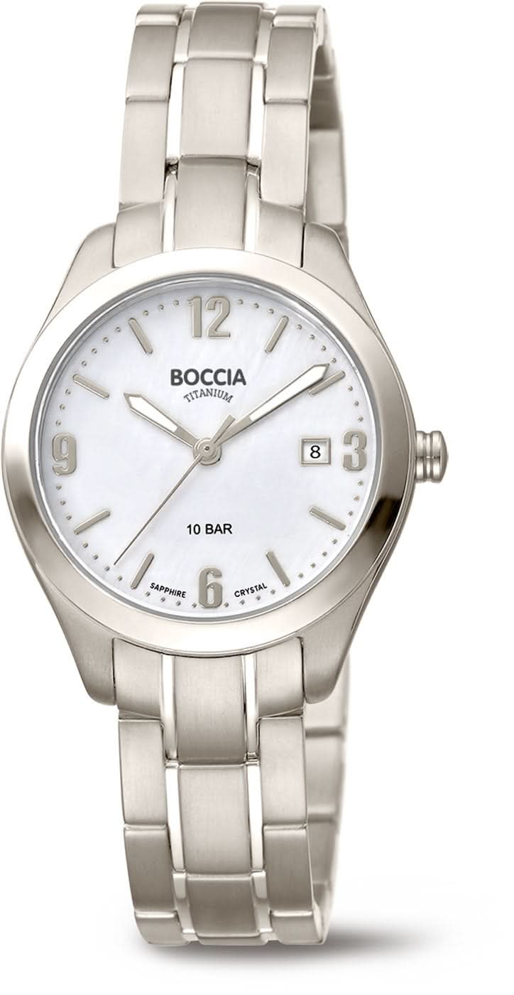 Montre Boccia pour femme avec bracelet en acier inoxydable, cadran analogique et rehaut blanc