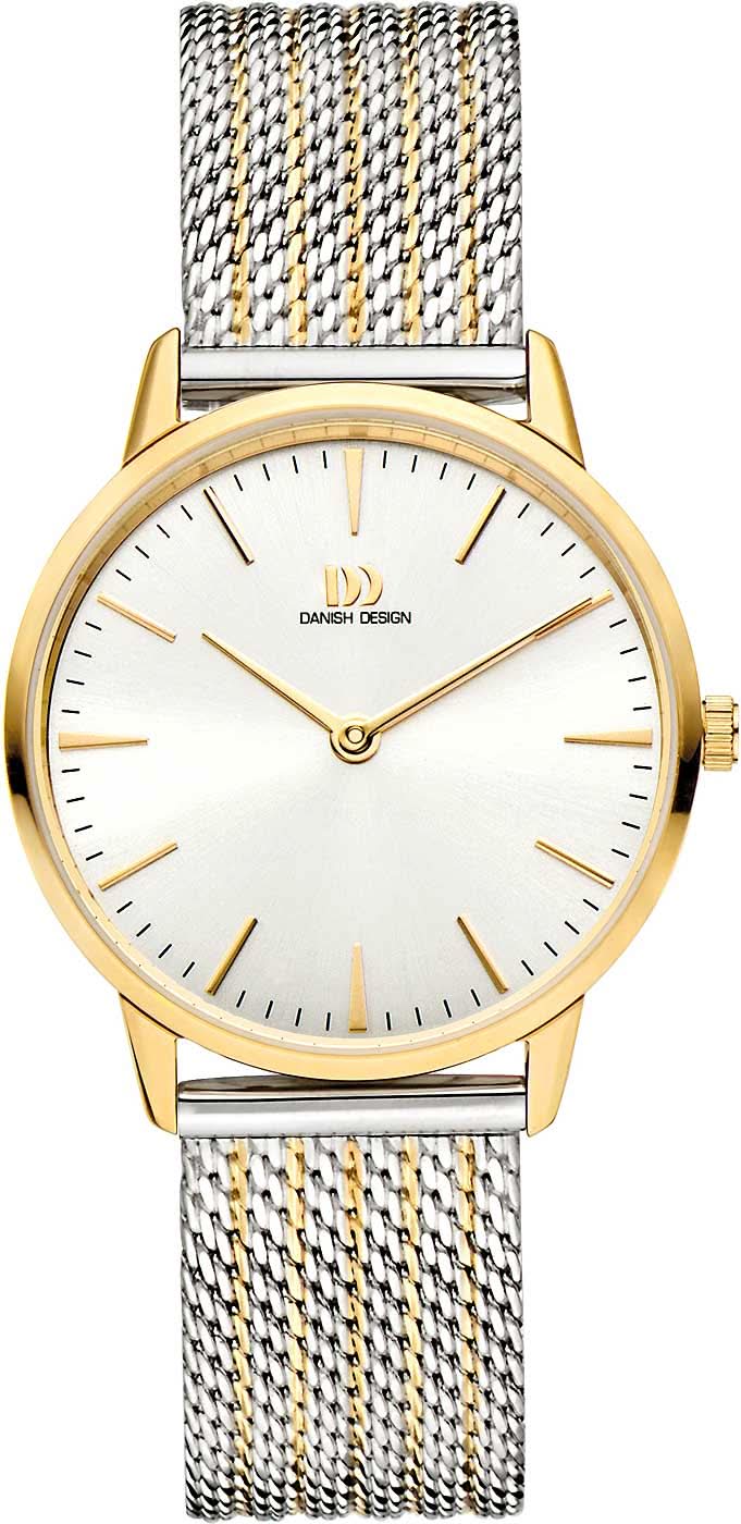 Montre pour femme avec boîtier doré, cadran blanc et bracelet bicolore en acier inoxydable