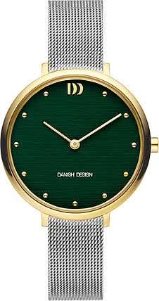Herrenuhr mit goldfarbenem Gehäuse, grünem Zifferblatt und silbernem Metallband