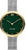Herrenuhr mit goldfarbenem Gehäuse, grünem Zifferblatt und silbernem Metallband