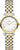 Montre pour femme avec bracelet en acier inoxydable argenté et accents dorés, cadran rond blanc