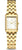 Montre pour femme avec bracelet rectangulaire en acier inoxydable doré, cadran blanc