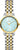 Montre femme en acier inoxydable, bicolore argent/or, cadran bleu clair, aiguilles dorées