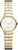Damenuhr mit zweifarbigen Metallstreifen (gold und silber) und rundem Zifferblatt