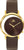 Montre pour femme avec bracelet rond en cuir marron, boîtier doré et cadran marron foncé
