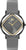 Damenuhr mit grauem Lederarmband, schwarzem Zifferblatt und goldenen Zeigern