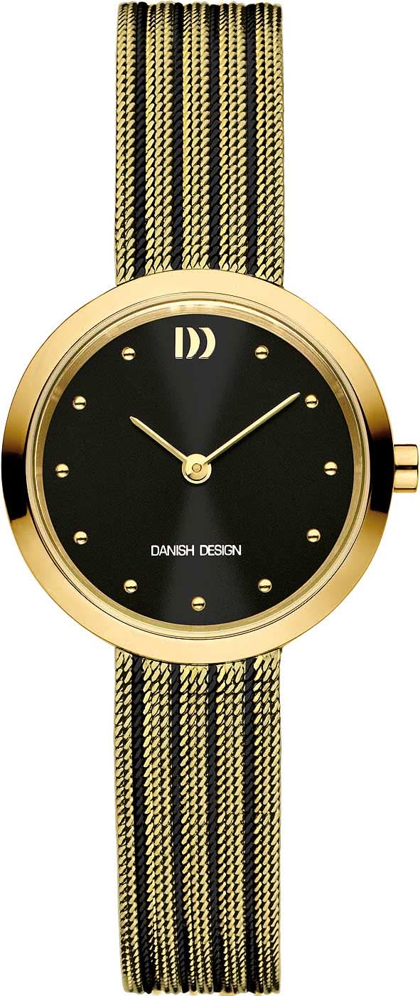 Montre pour femme avec cadran noir, boîtier rond doré et bracelet tressé