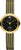 Montre pour femme avec cadran noir, boîtier rond doré et bracelet tressé