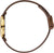 Montre pour femme avec bracelet marron tressé et boîtier doré, vue latérale