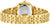 Damenarmbanduhr Rückseite mit Gravur und goldfarbenem Edelstahlband