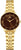 Damenarmbanduhr mit dunklem Zifferblatt und goldfarbenem Edelstahlband