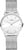 Montre femme avec cadran argenté, bracelet en maille milanaise et index fins