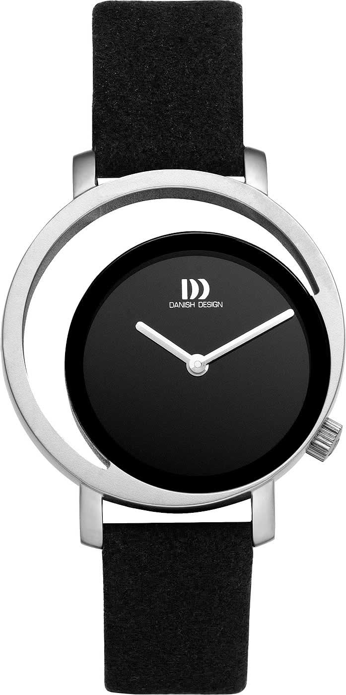 Montre simple pour femme avec cadran noir, boîtier argenté et bracelet en cuir noir