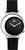 Montre simple pour femme avec cadran noir, boîtier argenté et bracelet en cuir noir