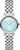 Montre pour femme en acier inoxydable avec bracelet à maillons argentés et cadran bleu clair