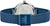 Herrenarmbanduhr mit blauem Armband und Schließe am Rückgehäuse, silbernes Titan