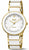 Bracelet de montre pour femme avec bracelet à maillons dorés, cadran blanc et index dorés