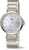 Damenuhr mit silberfarbenem Metallarmband, rundem Zifferblatt