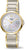 Montre Boccia pour femme avec bracelet bicolore en métal et cadran blanc, aiguilles dorées.