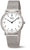 Montre unisexe avec cadran blanc, chiffres et bracelet en maille métallique