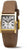 Montre pour femme avec bracelet en cuir marron, boîtier rectangulaire doré et chiffres romains