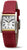 Montre Boccia pour femme avec cadran rectangulaire, chiffres romains et bracelet en cuir rouge